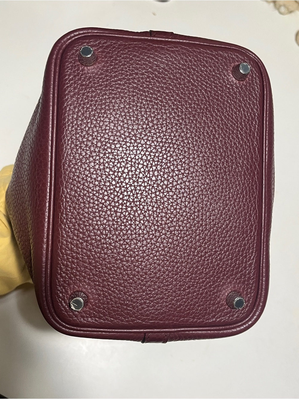 Hermes Bordeaux Togo Leather Bucket Tote with Silver-Tone Padlock - Picture 11 of 16